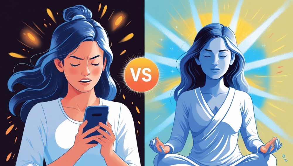 Porównanie 2 kobiet: frustracja i spokój